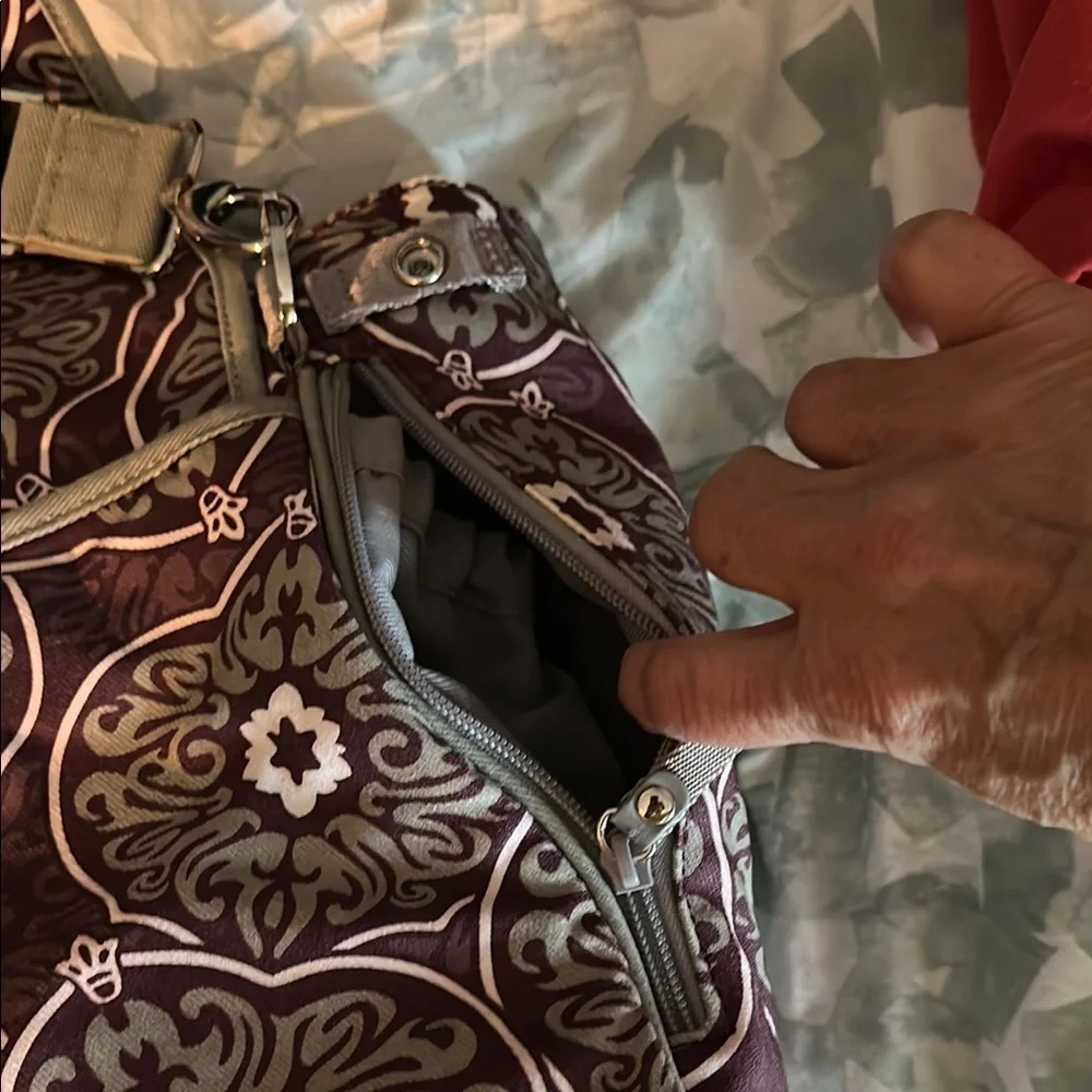 Pottery, barn, kids, Stylish Patterned Diaper Bag - Purple and Gray